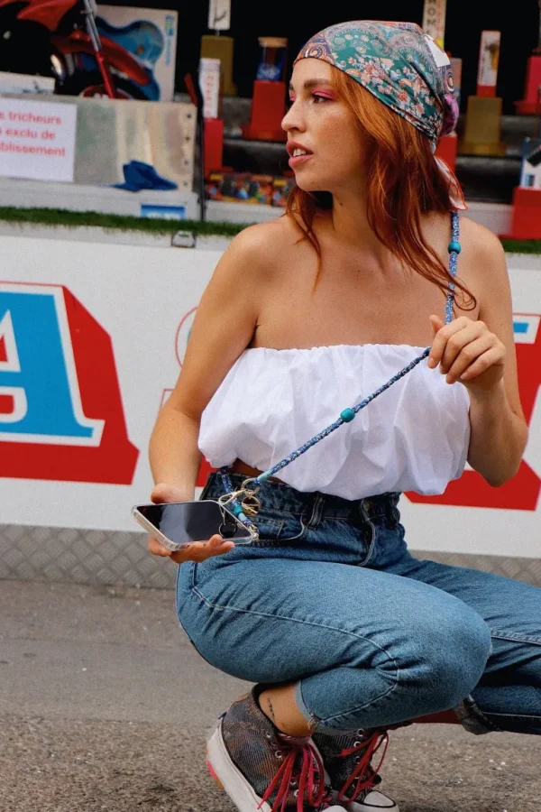 Chaine De Telephone Bijou - Bandana Bleu-LA COQUE FRANÇAISE Online
