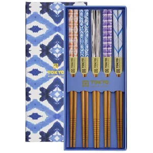Coffret De 5 Baguettes - Blue Kasuri-CNB TOKYO DESIGN Best Sale