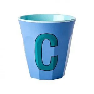 Gobelet Lettre Melamine - Toutes Les Lettres Tons Bleu-RICE Flash Sale