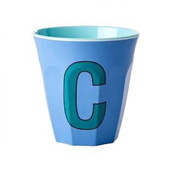 Gobelet Lettre Melamine - Toutes Les Lettres Tons Bleu-RICE Flash Sale