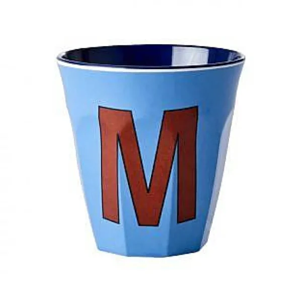 Gobelet Lettre Melamine - Toutes Les Lettres Tons Bleu-RICE Flash Sale