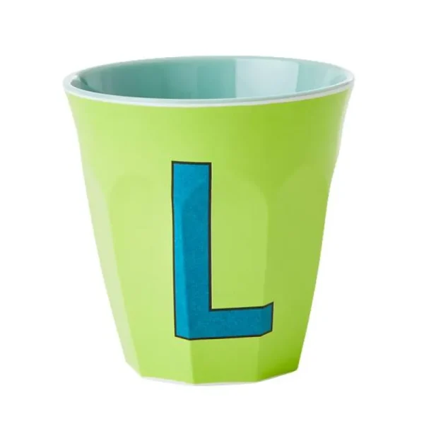 Gobelet Lettre Melamine - Toutes Les Lettres Tons Bleu-RICE Flash Sale