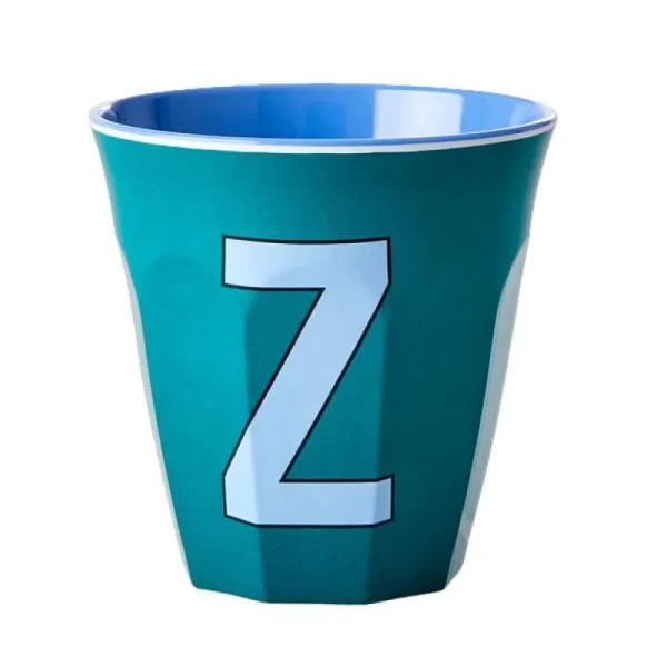 Gobelet Lettre Melamine - Toutes Les Lettres Tons Bleu-RICE Flash Sale