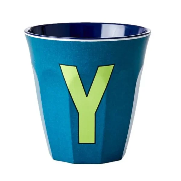 Gobelet Lettre Melamine - Toutes Les Lettres Tons Bleu-RICE Flash Sale