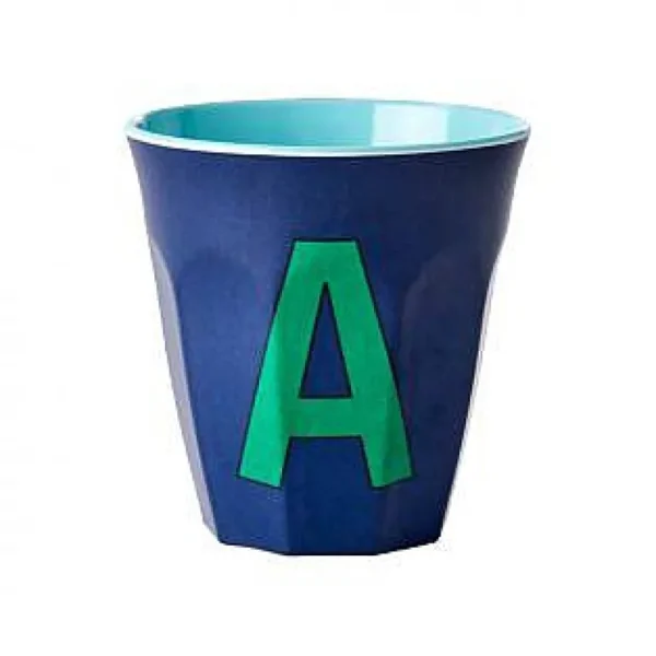 Gobelet Lettre Melamine - Toutes Les Lettres Tons Bleu-RICE Flash Sale