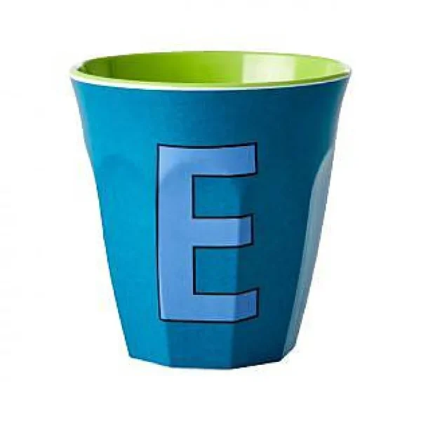Gobelet Lettre Melamine - Toutes Les Lettres Tons Bleu-RICE Flash Sale