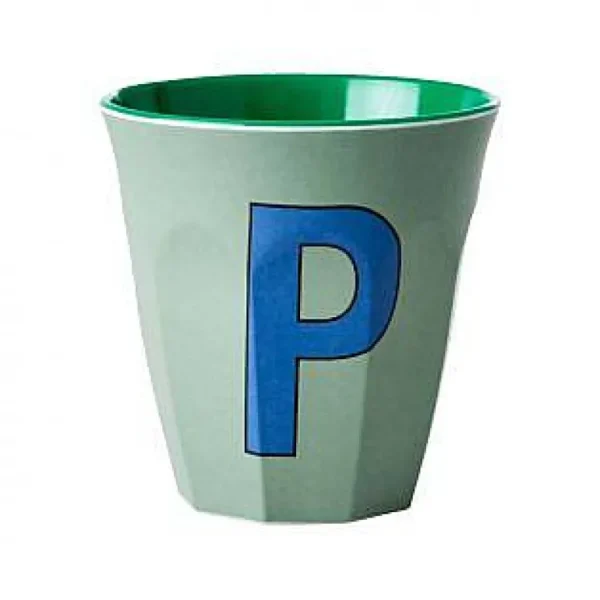 Gobelet Lettre Melamine - Toutes Les Lettres Tons Bleu-RICE Flash Sale