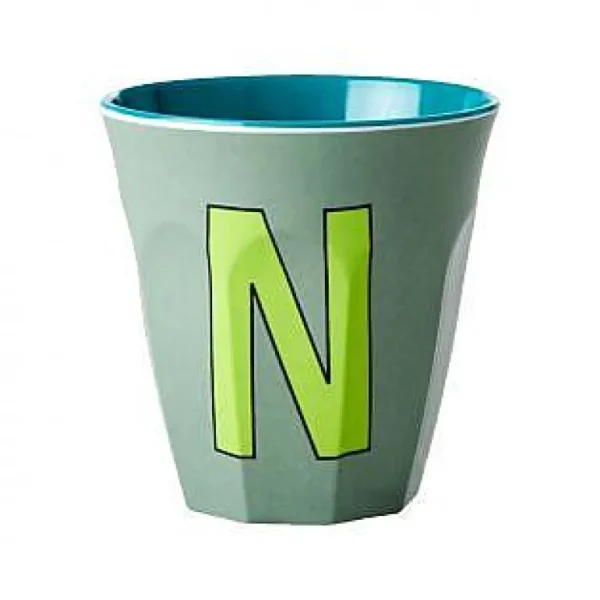 Gobelet Lettre Melamine - Toutes Les Lettres Tons Bleu-RICE Flash Sale