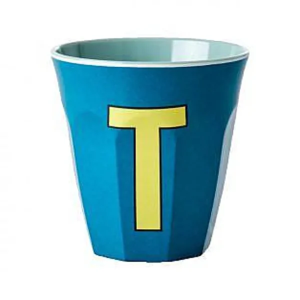 Gobelet Lettre Melamine - Toutes Les Lettres Tons Bleu-RICE Flash Sale