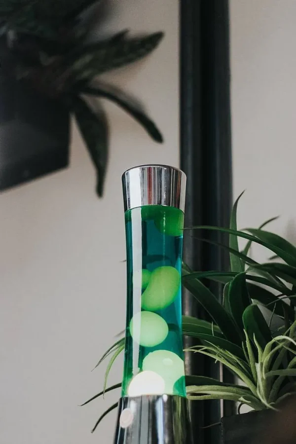 Lava Lampe H.40Cm - Jaune & Vert Base Metal-FISURA Fashion