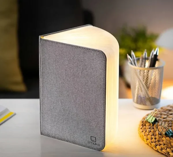 Livre Lumineux Finition Tissu Gris - L 21.5 Cm-GINGKO Cheap