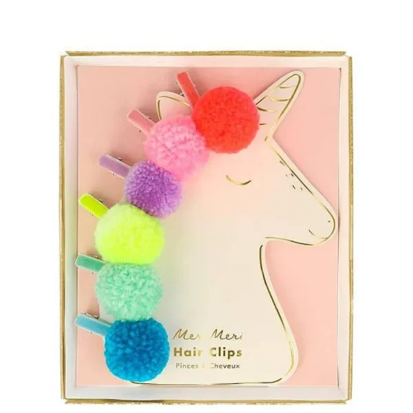 6 Pinces Cheveux Pompons Fluo-MERI MERI Online