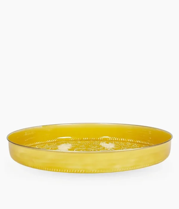 Plateau Berbere O 35 Cm - Moutarde-RYON DISTRIBUTION Online