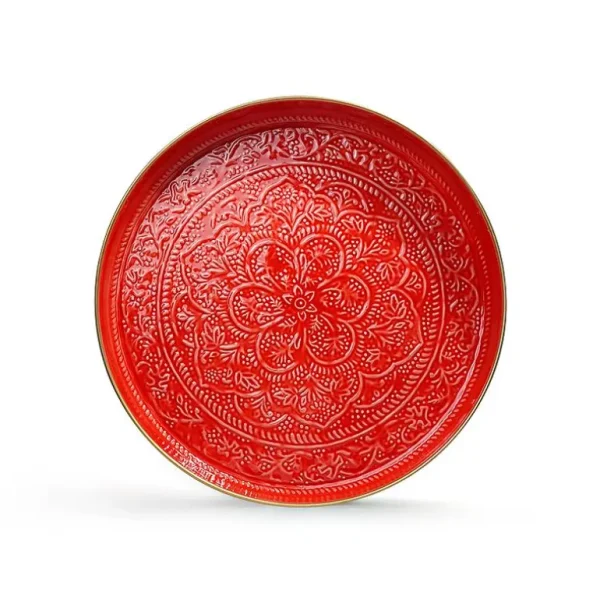 Plateau Berbere O 45 Cm - Rouge-RYON DISTRIBUTION Shop
