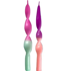 Set De 2 Bougies Torsadees Miami - Violet-PINK STORIES Best